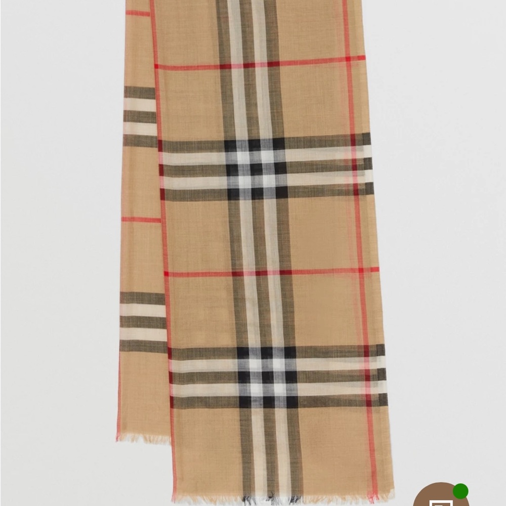 Burberry Check Lightweight Wool Silk Scarf - Picture 7 of 7